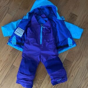 Columbia snowsuit and jacket combo. Purple and blue.